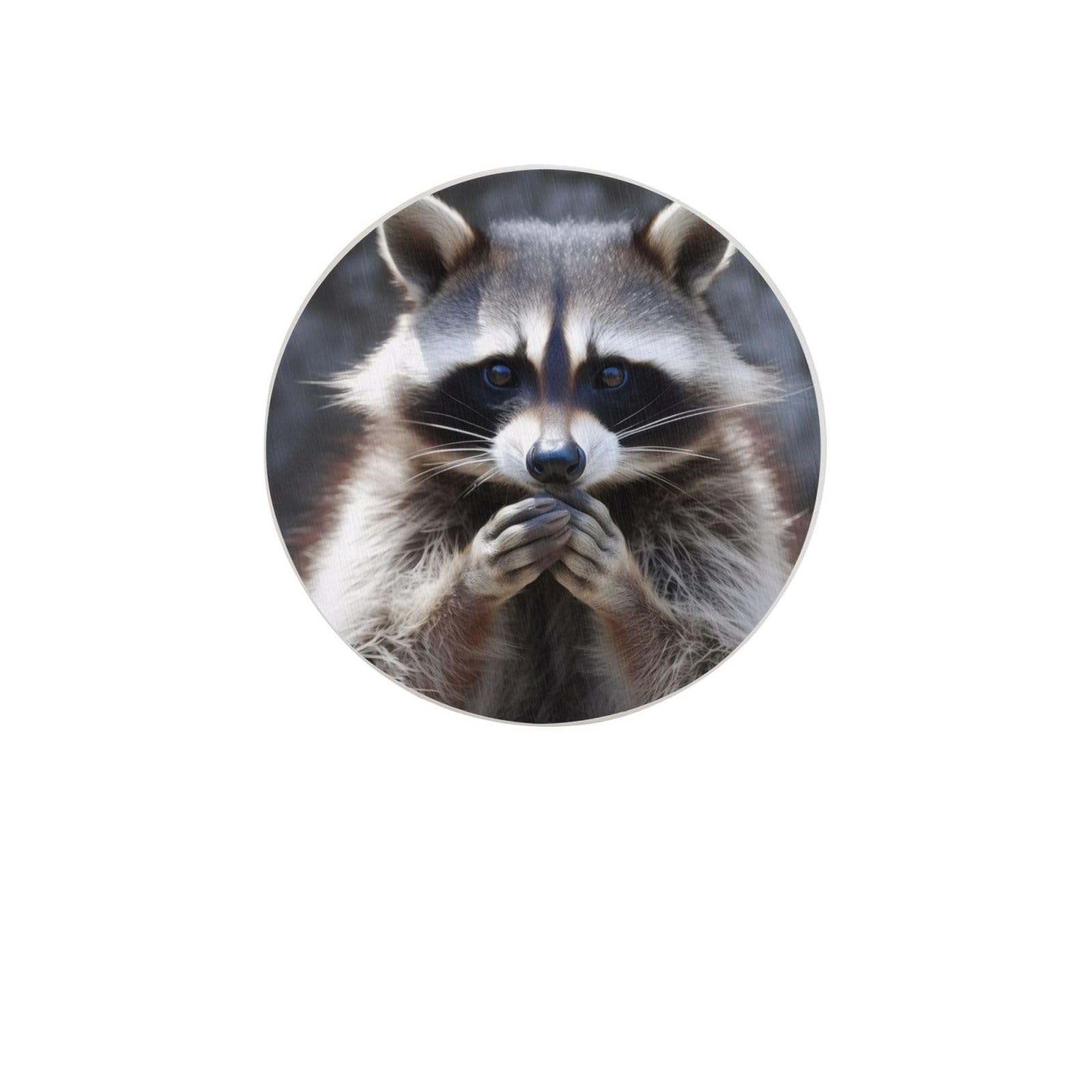 Cute Raccoon Absorbent Drink Coasters Diatomaceous Round Coaster 4 Inch Reusable Cup Coasters Set 4pc