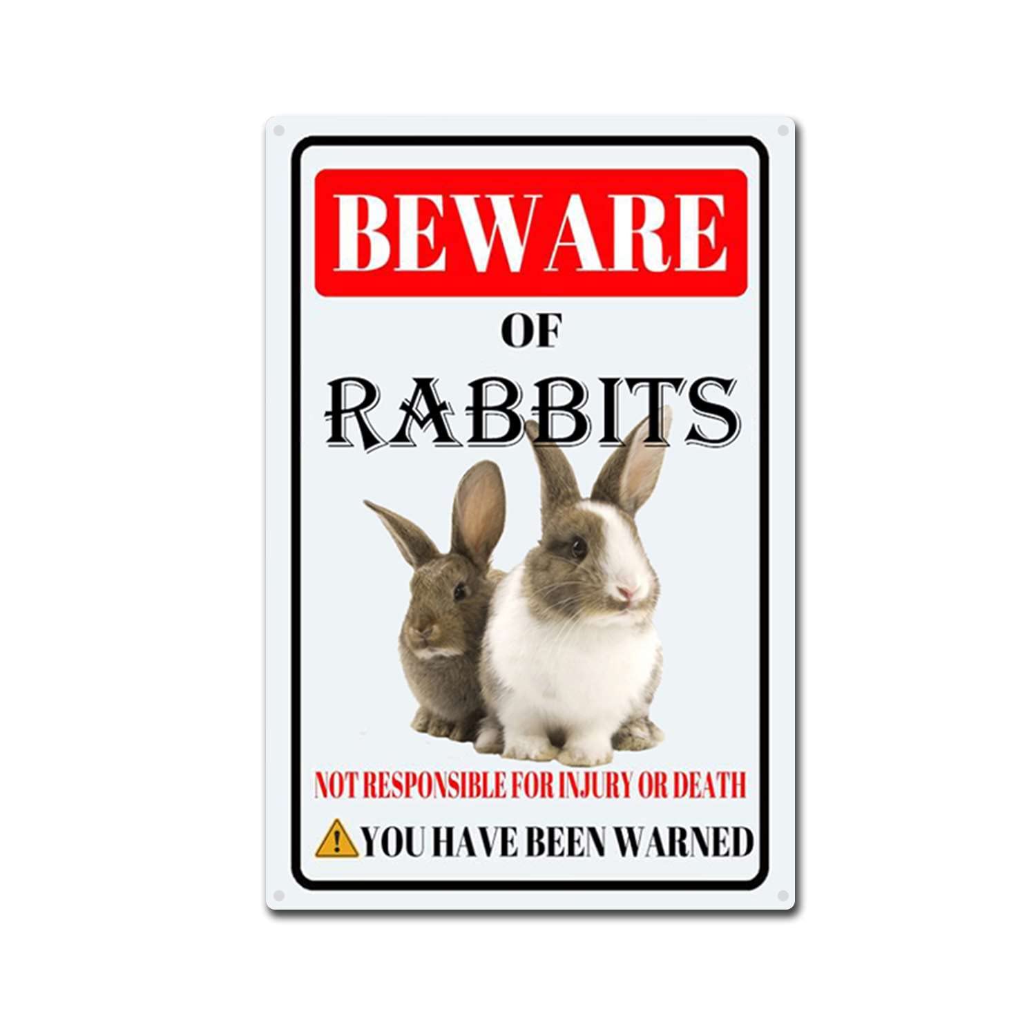 Rspyoag Rabbits Tin Sign Beware Of Metal Sign Funny Home Wall Decor Outdoor Warning Decorations Signs-8X12inch-Tin Sign