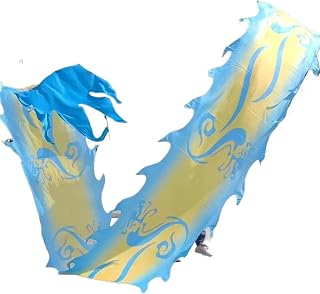 cinta de danza popular tradicional china, Cinta de dragón con patrón de nubes azules y amarillas, diseño de dragón for hacer malabarismos, que gira y se sacude, for adultos y personas mayores, for eje