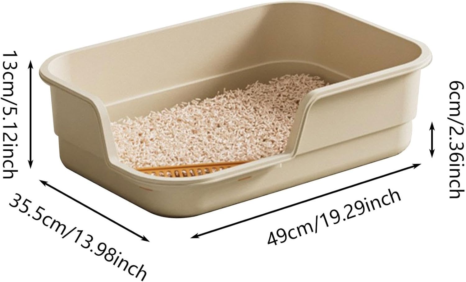 High-Sided Semi-Enclosed Cat Litter Box Large White Easy Clean Senior Cat Friendly