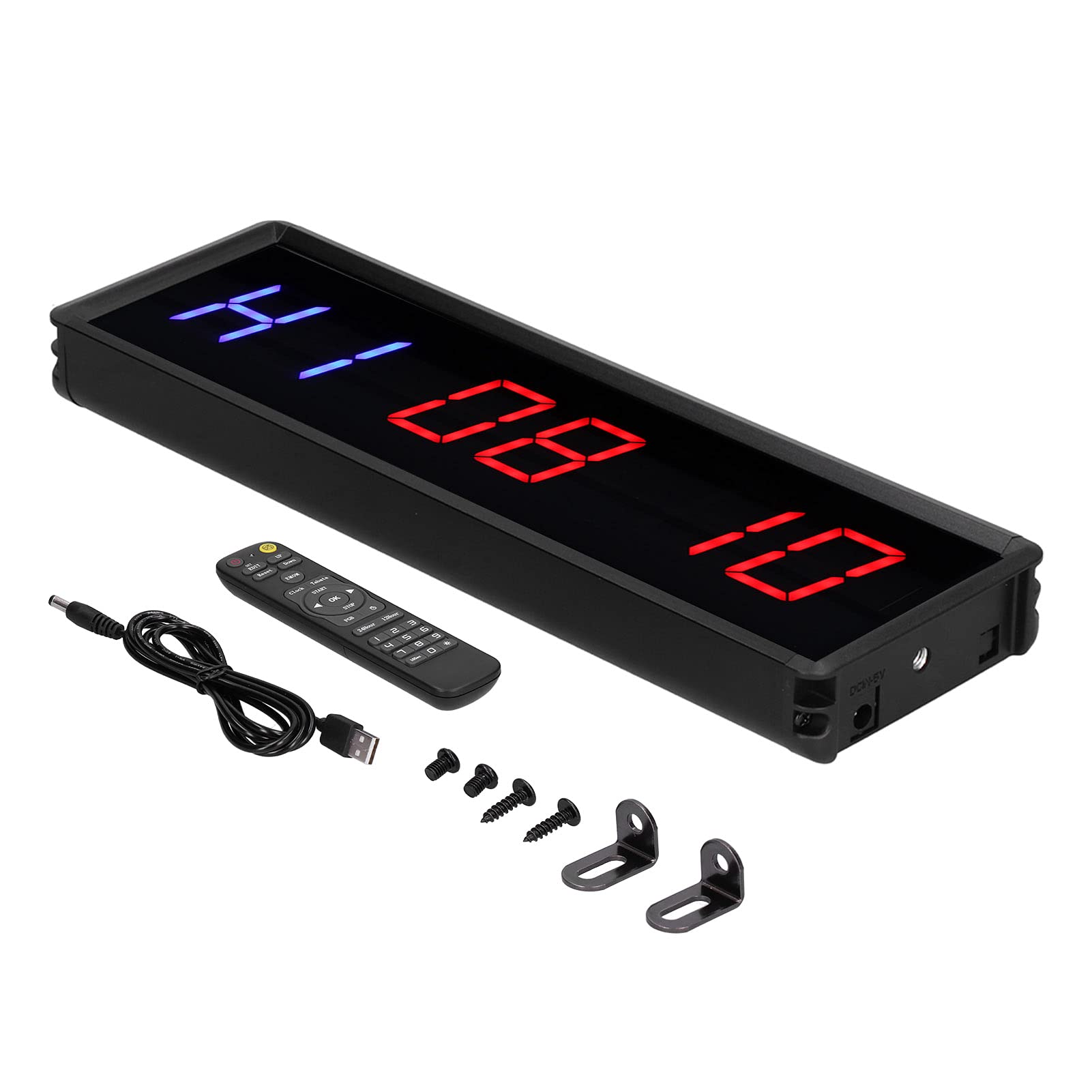 Gym Timer Ultra Clear LED Interval Timer, Multi Scenes Count down up Clock con Cronometro in Metallo, Display Digitale Cronometro Parete per Allenamento con Telecomando