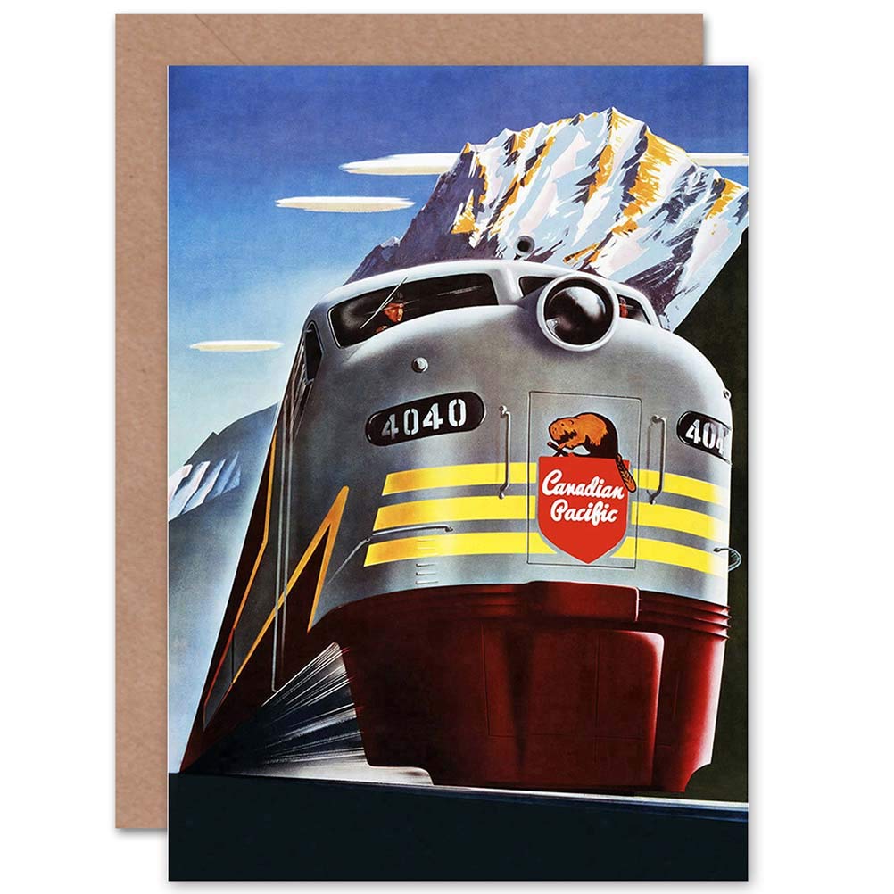 Wee Blue Coo Blue Wee Coo Transport Canadian Pacific Rail Mountain Canada Train Greetings Card
