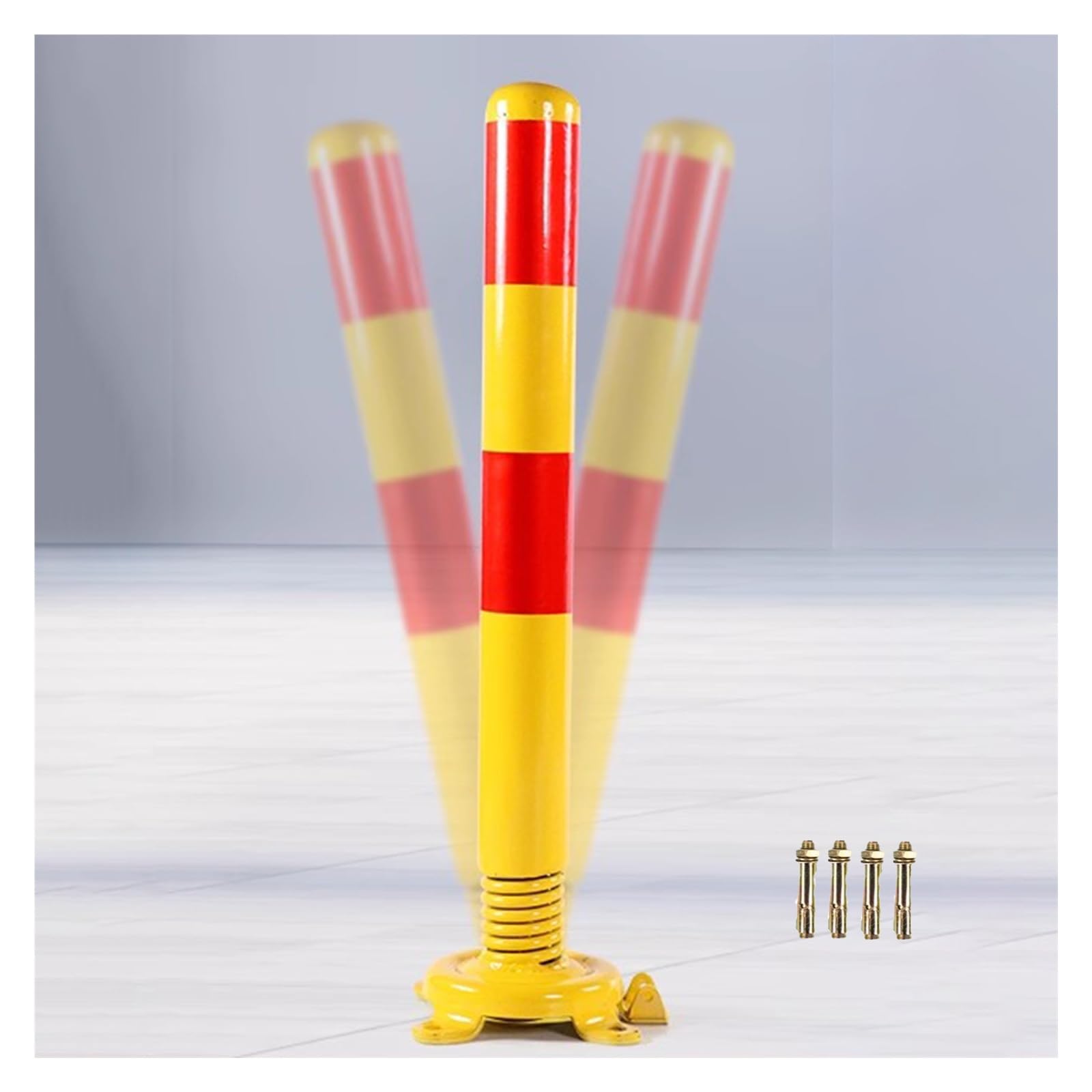 Poste delimitador de tráfico, Barrera de Seguridad de Acero para entradas de vehículos con Franjas de Advertencia, bolardo Interceptor de Altura para estacionamiento Interior y Exterior.