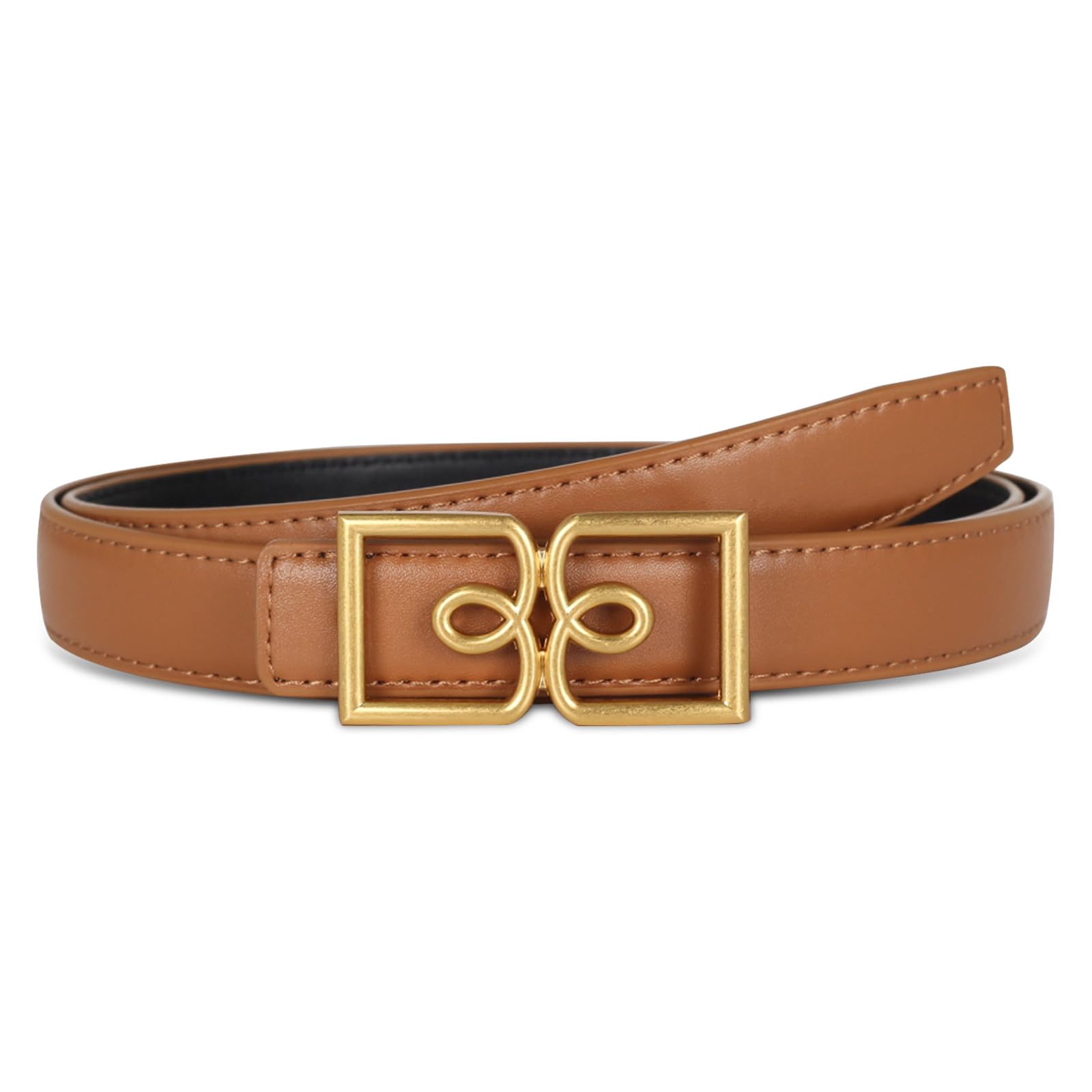 Women's Leather Belt with Buckle - Ideal for Dresses, Jeans, and Coats