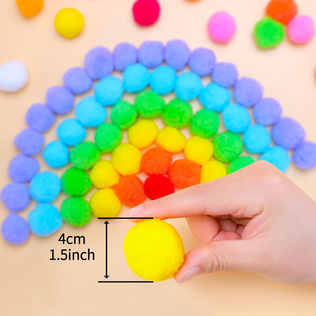 Eppingwin 90 pompones amarillos, pompones suaves de 1.5 pulgadas para manualidades, pompones grandes de 4 cm para proyectos de arte y manualidades (amarillo)