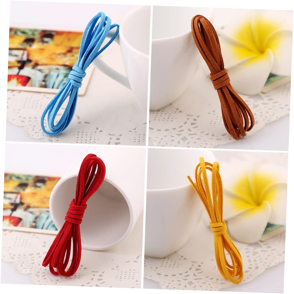 Homoyoyo 20PCS 1M Double-Sided Plush Leather Cords for DIY Jewelry Making for Bracelets and Necklaces Craft Supplies for Beading Enthusiasts