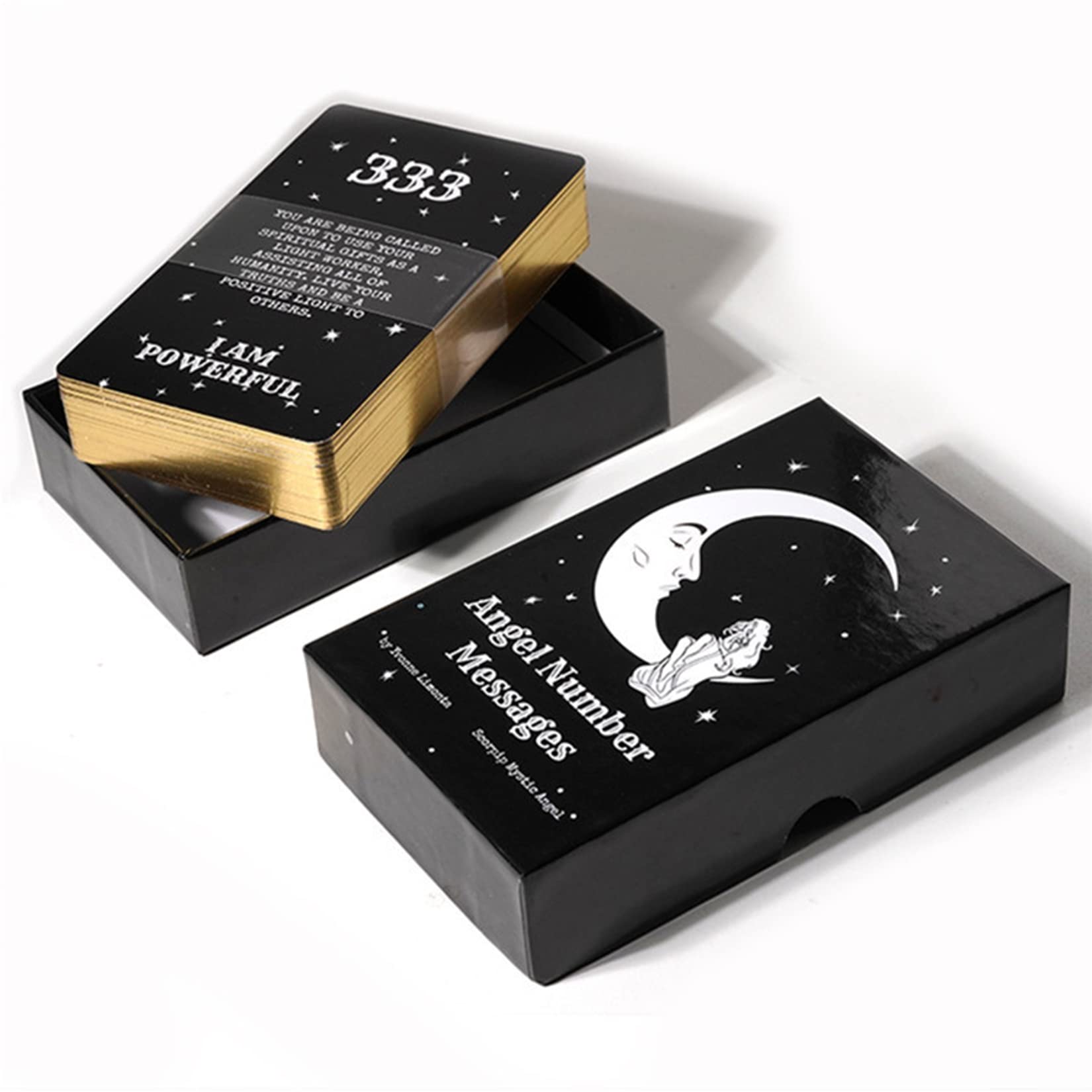 Yedaoiu Black Angel Number Message, Tarot Cards Deck, With Guide Book & Box, Divination Of The Future,