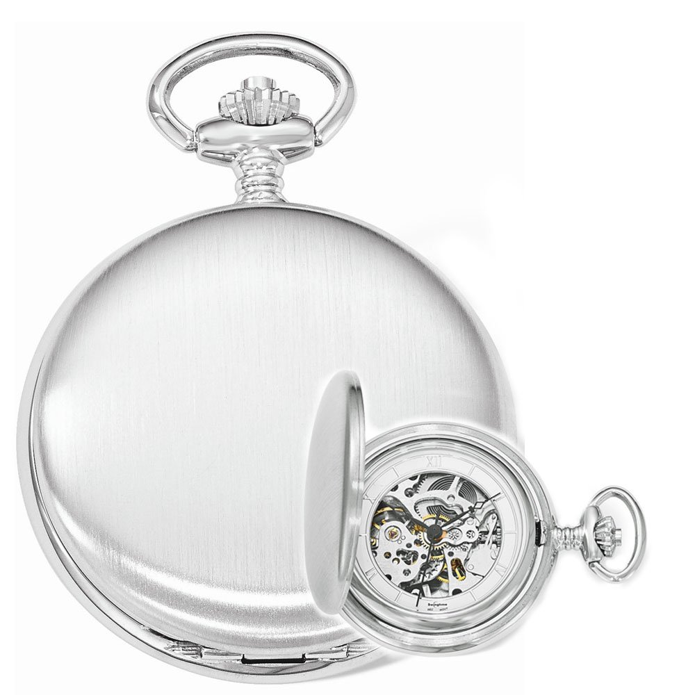 Swingtime Engravable Chrome Brass Wind Up Mechanical Mens Pocket Watch