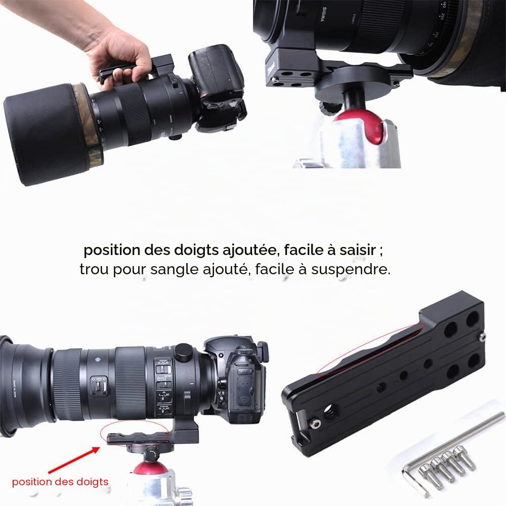 Collier d'objectif Base pour trépied Compatible avec Sigma 150-600 mm f/5-6.3 DG OS HSM Sports, 500 mm f/4 DG OS HSM Sports, 60-600 mm f/4.5-6.3 DG OS HSM Sports, 70-200 mm f /2.8 DG OS HSM Sports
