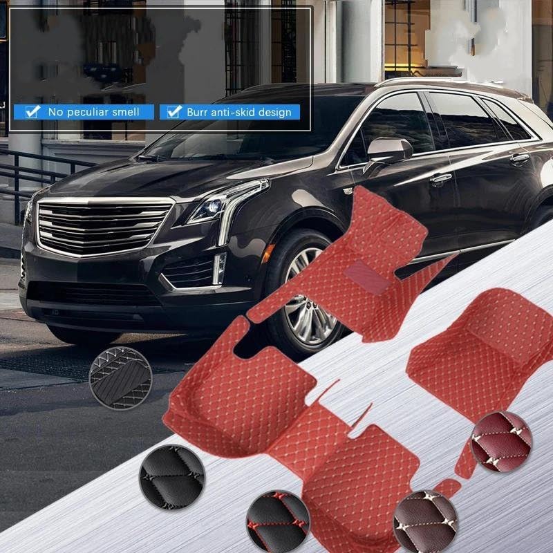 Tapis de sol voiture antidérapant cuir beige Cadillac XT5 - 2