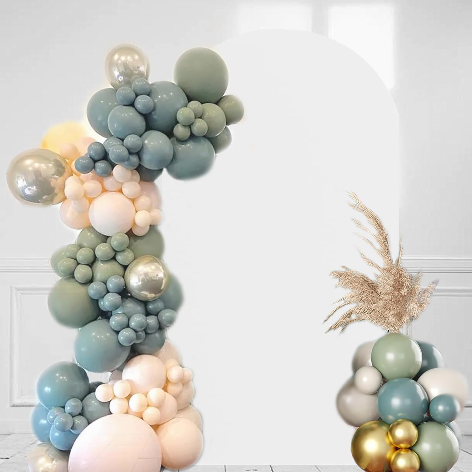 FLYMEIArch Backdrop Cover Spandex Wedding Arch Covers Fitted Wedding Arch Stand Round Top Chiara Backdrop for Birthday Party Ceremony Banquet Decoration, 7.2 Ft, White