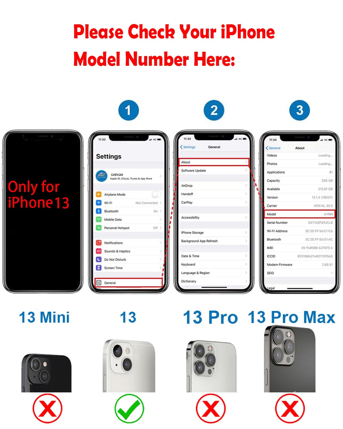Vitre arrière de Rechange pour iPhone 13 avec Outils de réparation, Grand Trou arrière de Rechange pour Tous Les transporteurs avec adhésif pré-installé et Kits d'outils de réparation (Noir)