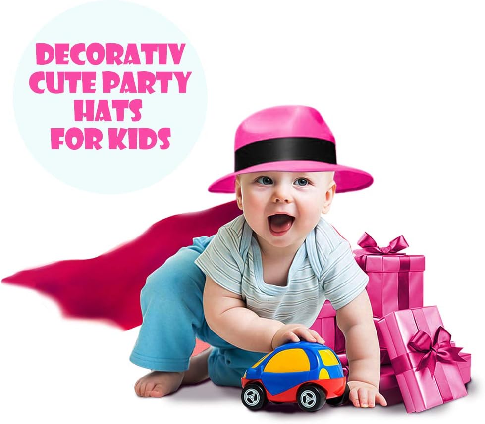 Novelty Place Neon Plastic Party Hats, Fedora with Gangster Mafia Style Dark Glow Hats in Birthday, Music Party(12/24 Pack) - Image 4