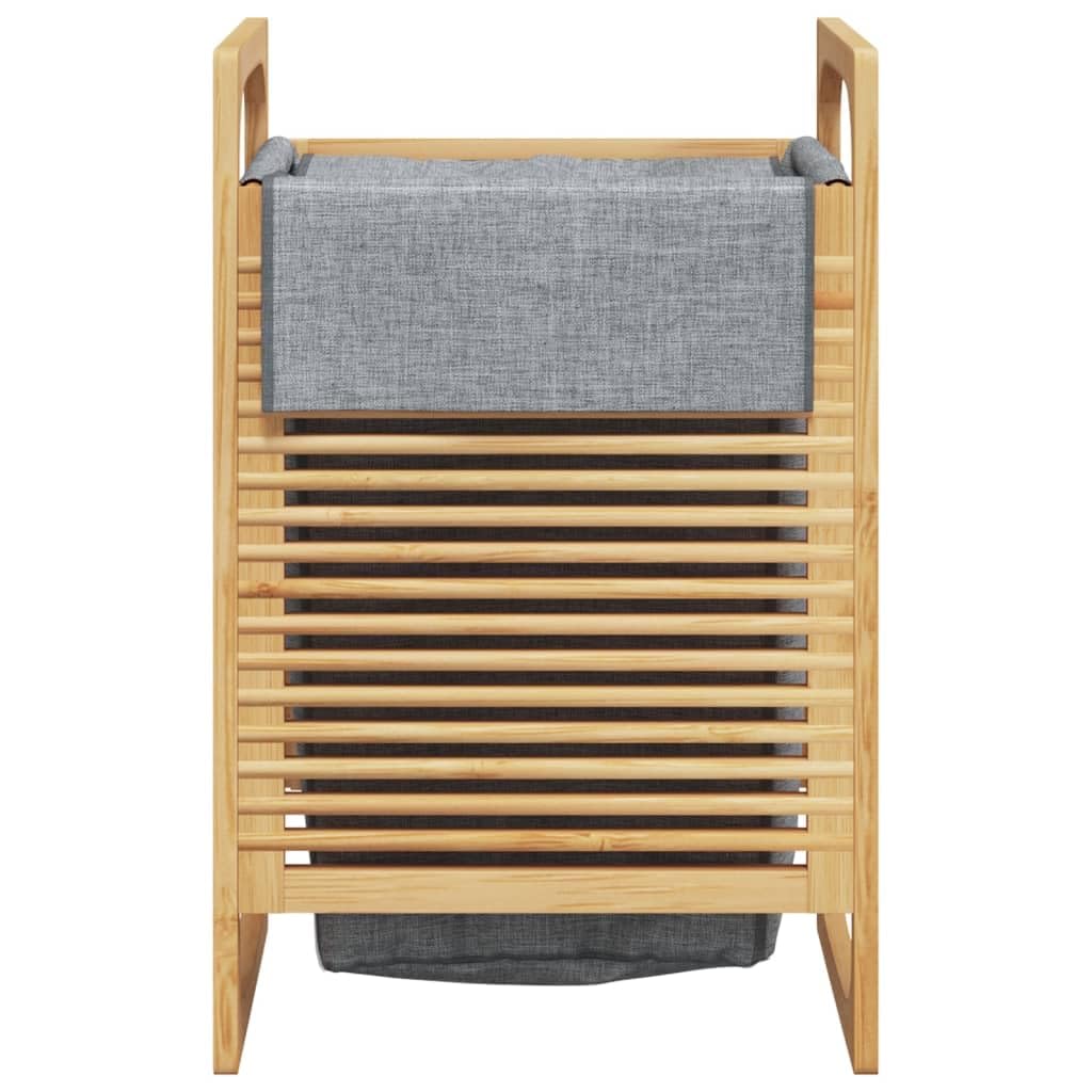 Cesto portabiancheria in bambù con tasca interna, grigio, 32 x 30 x 36,5 cm | Sacco interno rimovibile, struttura rialzata, coperchio contro gli odori, molto spazio