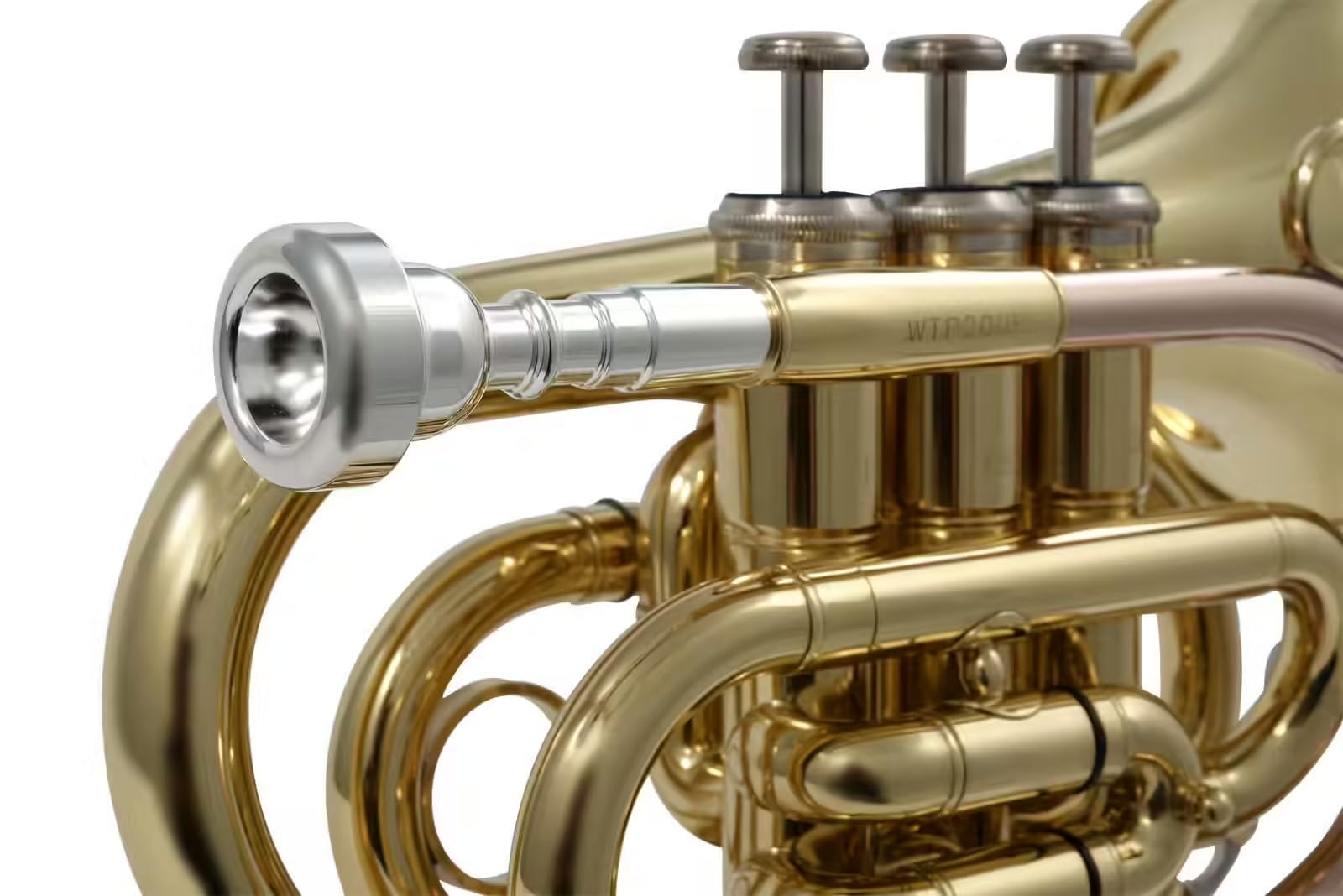 Woodbrass WTP200P – Si Lackierte Taschentrompete, Anfänger-Blasinstrument, spielfertig, 3 Monel-Kolben, kompakt & tragbar, Rucksackhülle & Mundstück inklusive