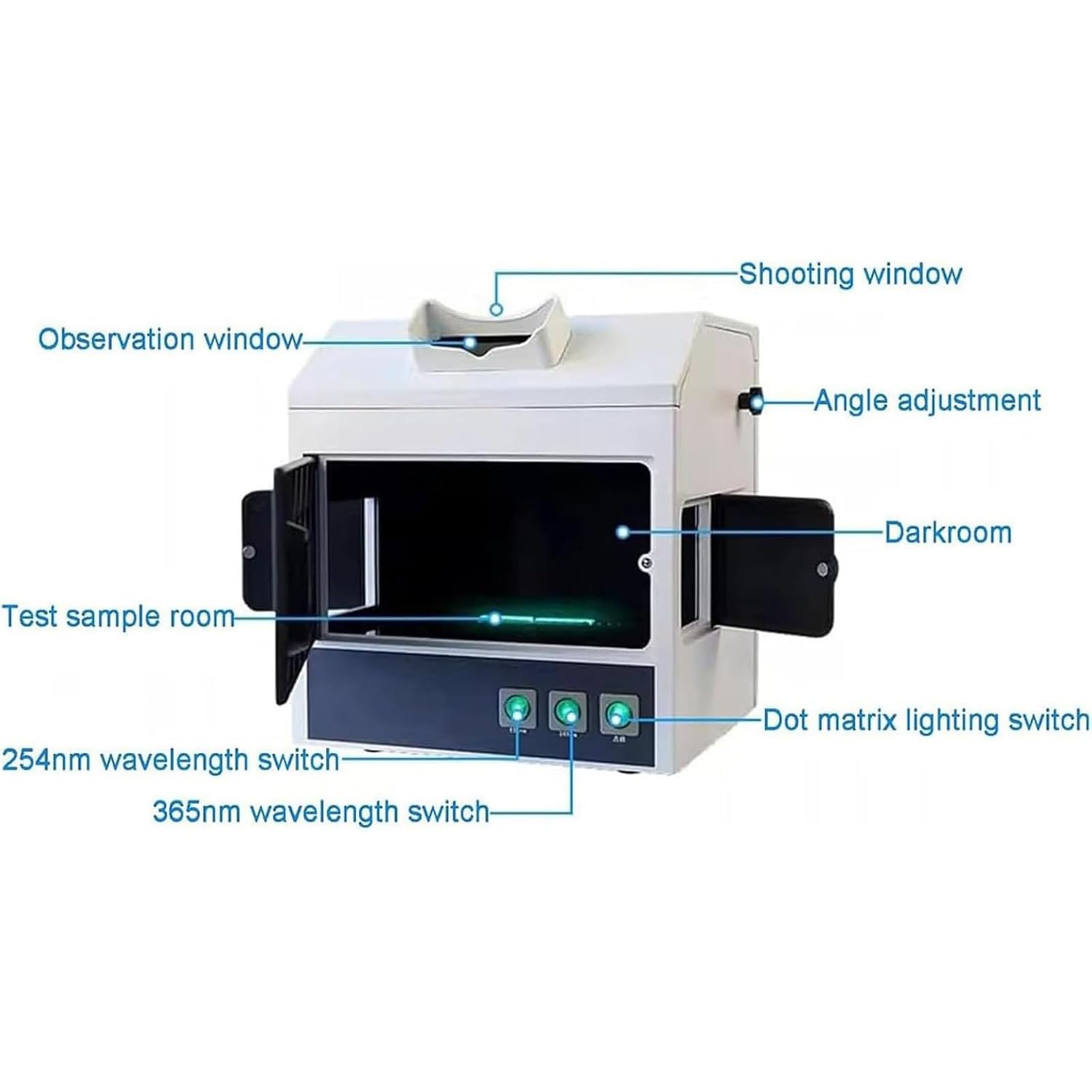 Dark Box UV-Ultraviolett-Analysator, Labor-Fluoreszenzdetektor, UV-Lampe Box Labor-Ultraviolett-Analysetester, Labor-Ultraviolett-Analysetester Fluoreszenz
