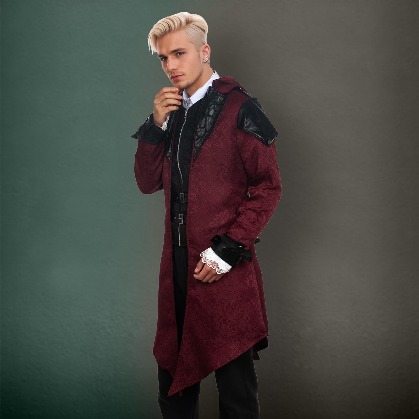 Veste steampunk médiévale avec capuche, manteau gothique, manteau médiéval, costume d'Halloween, vêtements de renaissance, veste de frack vintage