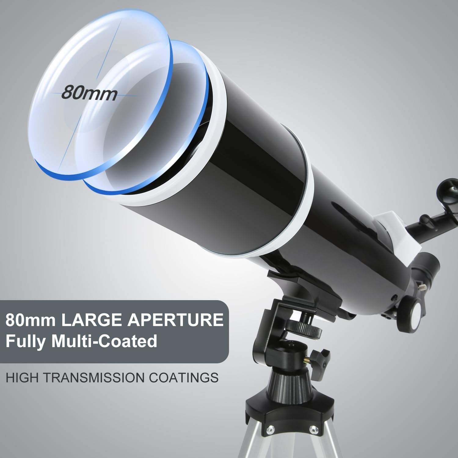 Telescope 80mm Aperture 600mm with Fully Multi-Coated Optics - Professional-Grade Astronomy Tool for Beginners, Includes Wireless Control, Phone Adapter, Moon Filter & Bag，Black