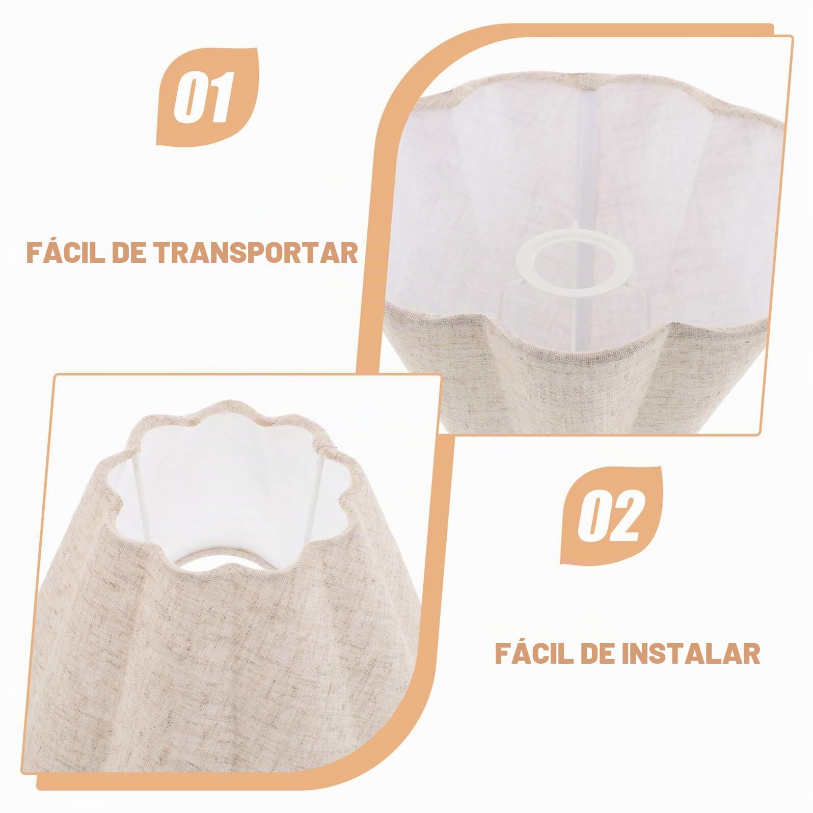 Pantalla de Lámpara Tejida Vintage Beige con Volantes, Estilo Rústico
