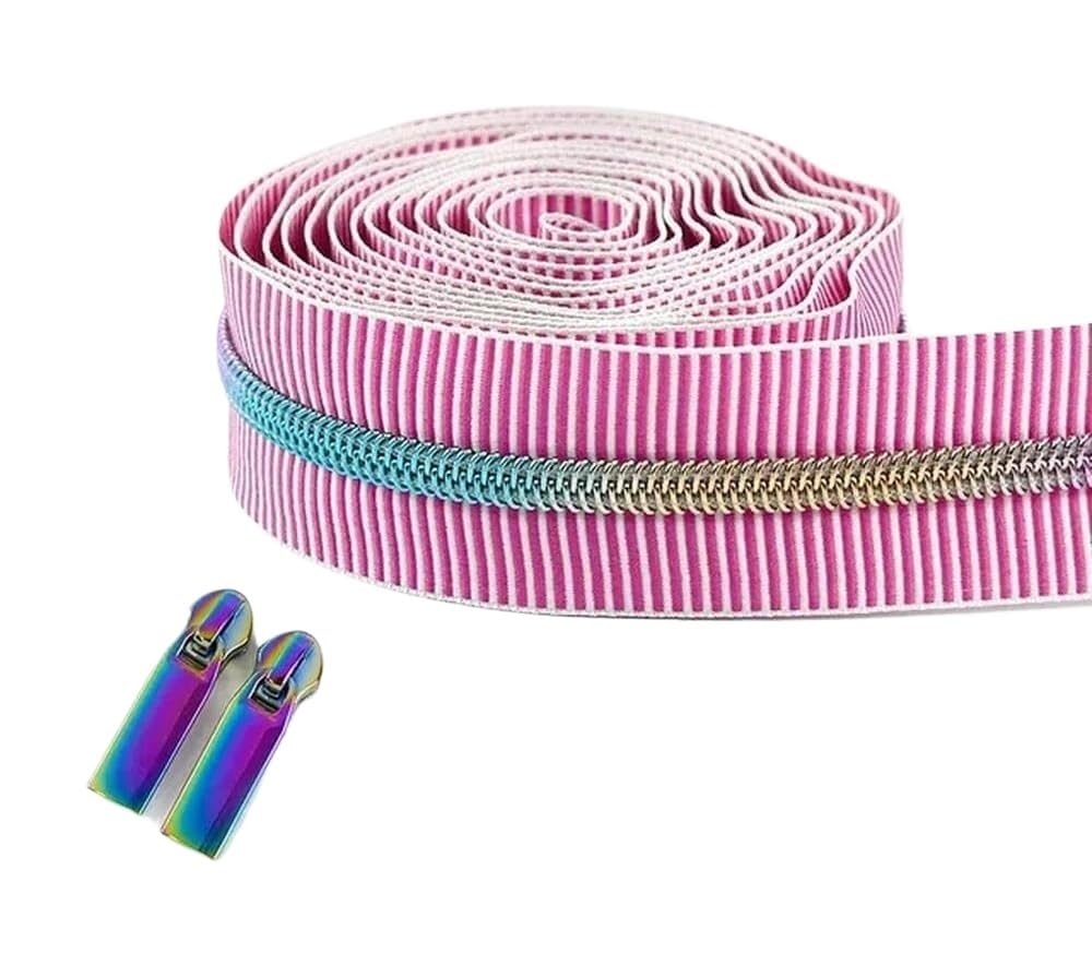 Reißverschluss, Reißverschluss for Nähen, Nylon-Reißverschlüsse, 1/2/4/5 Meter, 5# gestreifte Reißverschlüsse, Rollenband for Nähen von Taschen, Spulenreißverschlüssen, Meterware, DIY-Bekleidungszubeh