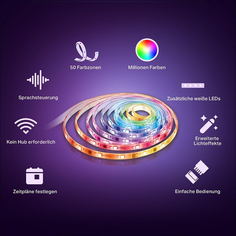 TP-Link Tapo L930-10 (5M * 2) Smart LED Strip funktioniert mit Alexa und Google Assistant, beschichtes Lichtband Sync mit Musik, App-Steuerung, Farbwechsel, Segmentcontrol, 16 Mio. Farben