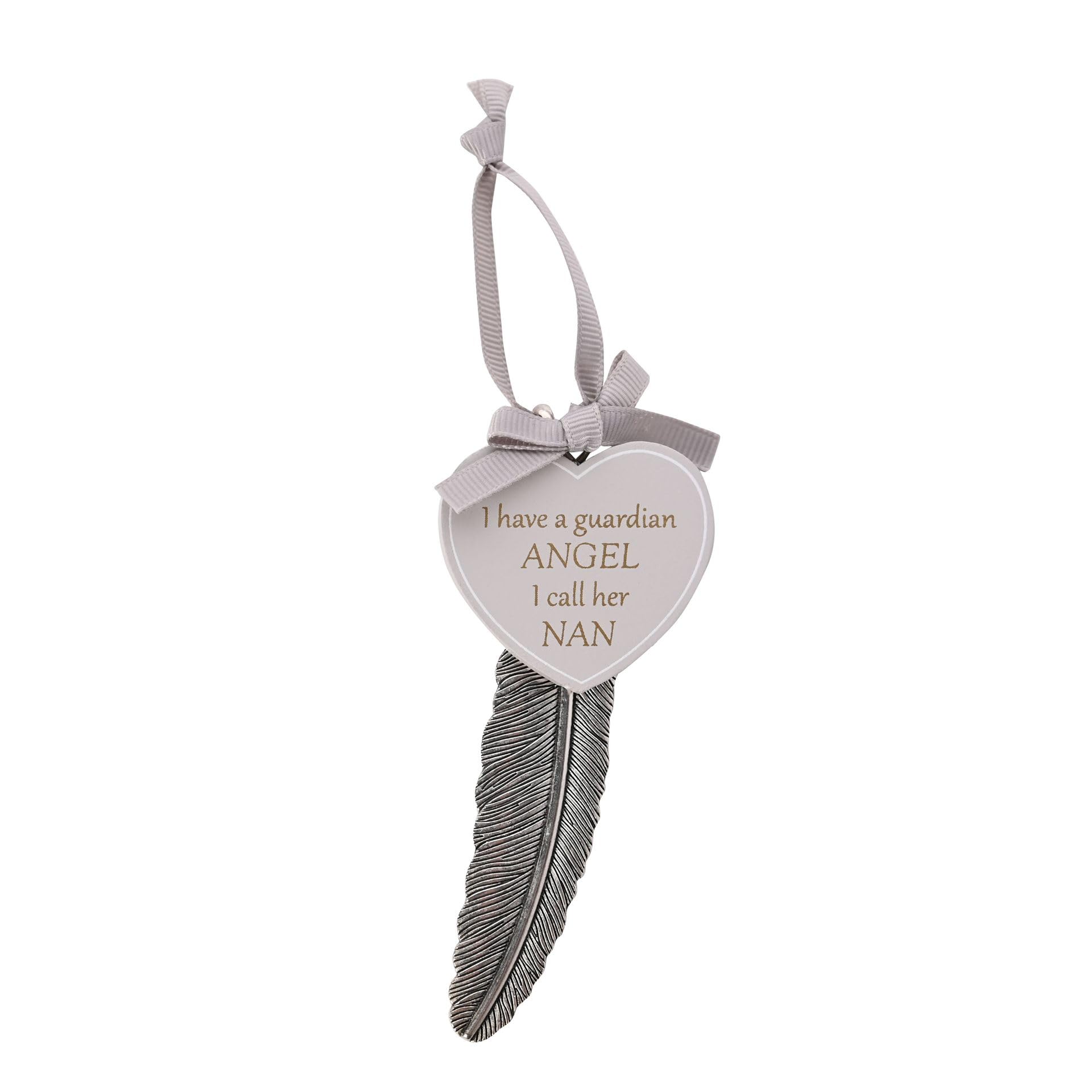 Widdop & Co. Feather and Heart Hanging Plaque Keepsake - Nan Guardian Angel - Thoughts of You Gift Idea