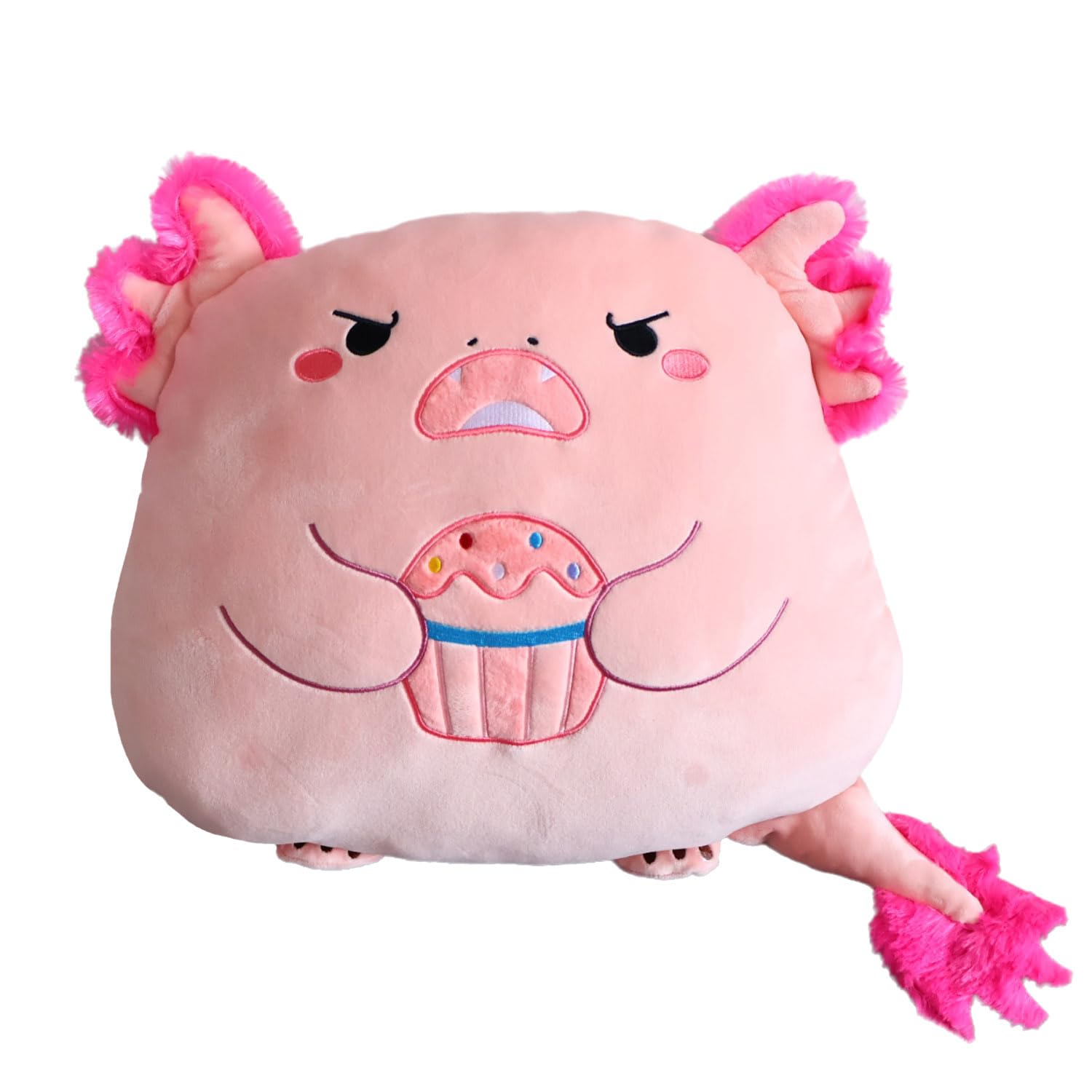 Aiuidun Axolotl Plush,Cute Stuffed Animal Salamander Plush Pillow, Soft Axolotl Hugging Pillow Plushie Toy Gifts for Kids(Pink, Cake)