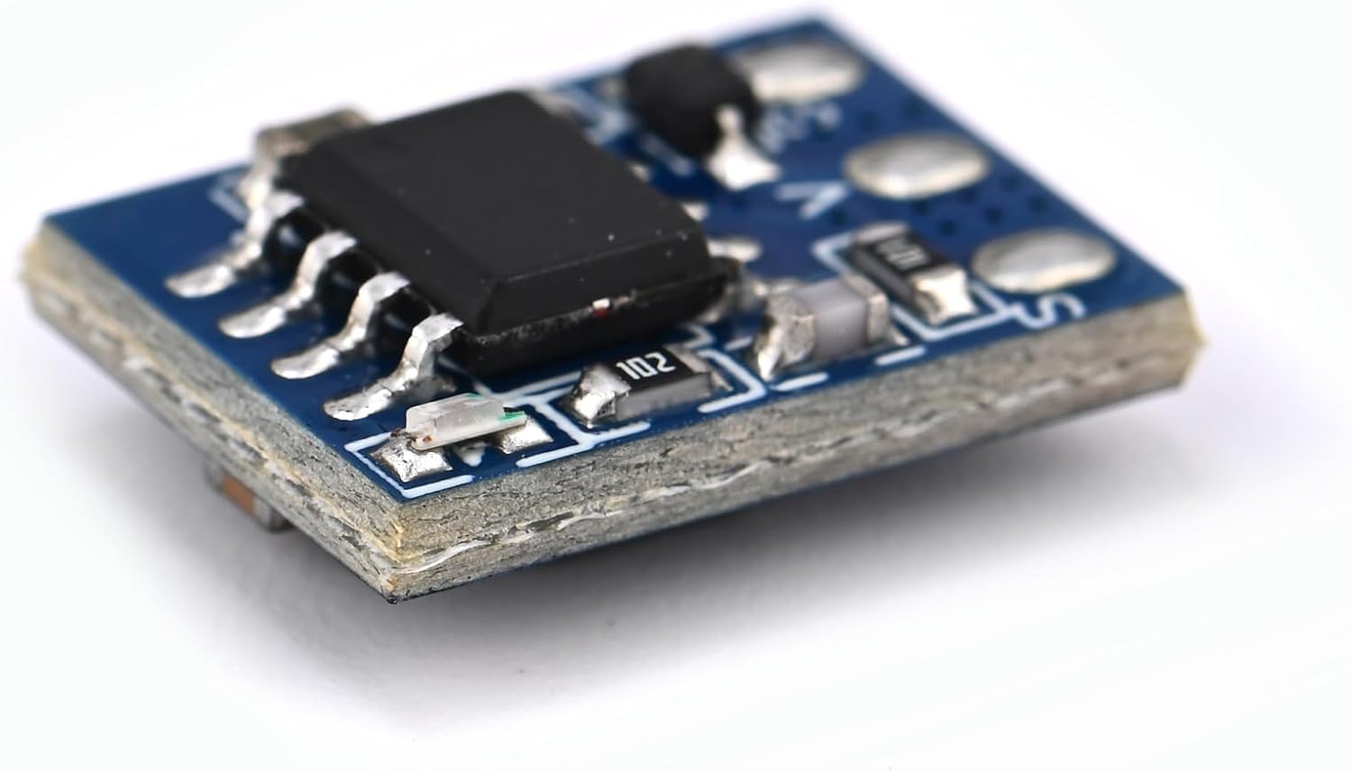 Side view of the Teyleten Robot Dual Channel Micro 1S Brushed ESC, showing its thin profile and layered construction.