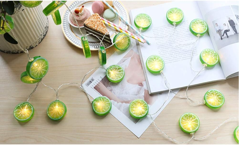 OSALADI Fruit Lemon String Lights Lime Slice String Light 20 LEDs Battery Powered Fairy String for Wedding Home Birthday, Batteries not Included