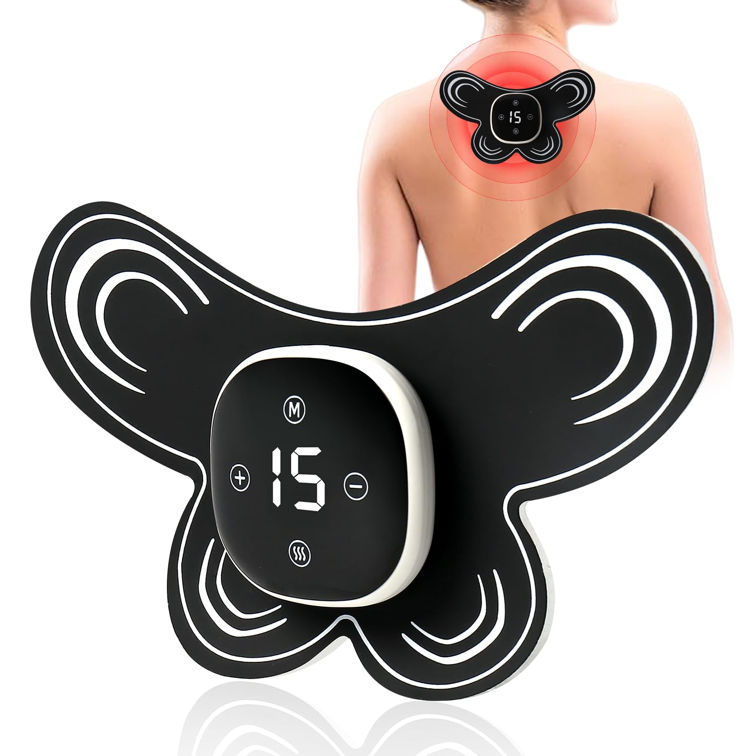 Électrostimulateur Anti Douleur TENS Sans Fil,EMS Électrique Masseur d'épaule Cervical,6 Modes et 15 Forces Mini Masseur,pour Cou,Dos,Jambe,Genou et Muscles,un Soulagement Ciblé de la Intérieur