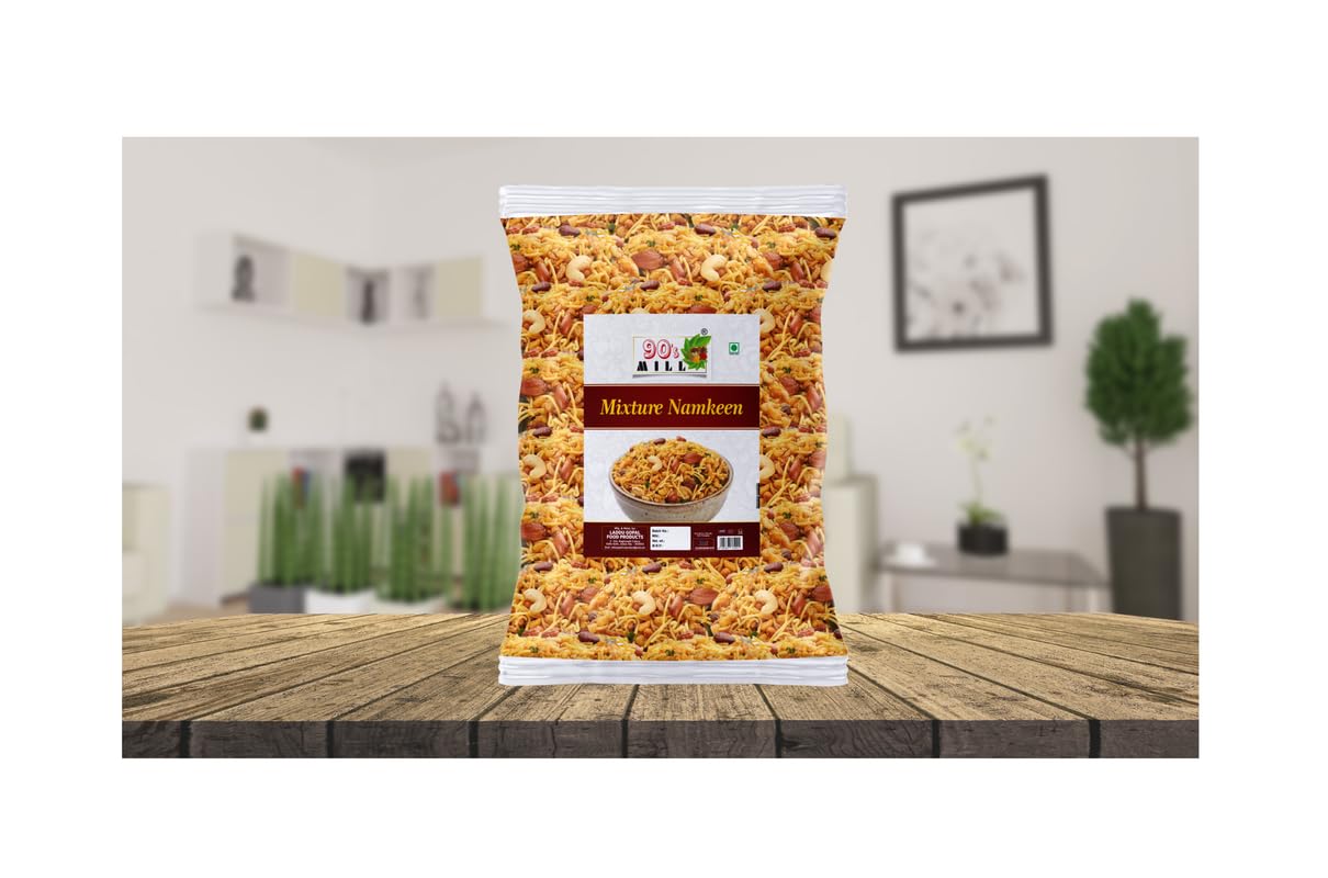 90's MILL Calicut Culcutta Mixture Namkeen, Homemade and Ready to Eat, Spicy Namkeen, Namkeen And Snacks | Dryfurit Kaju Peanut Bhujia Sabkuch Mixture Namkeen | Healthy Savoury Sanck-250 * 3Pack 4