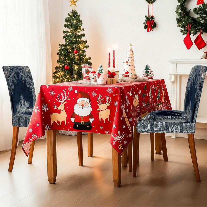Image of Navy Blue Paisley Dining Chair Covers Set of 4, Boho Slipcovers