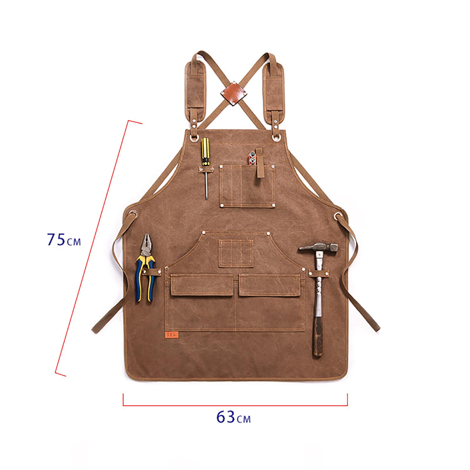 Delantales De Trabajo para Hombres Y Mujeres, Delantales Ajustables con Espalda Cruzada Y Bolsillos, De Lona De Algodón Duradera,One Size,A