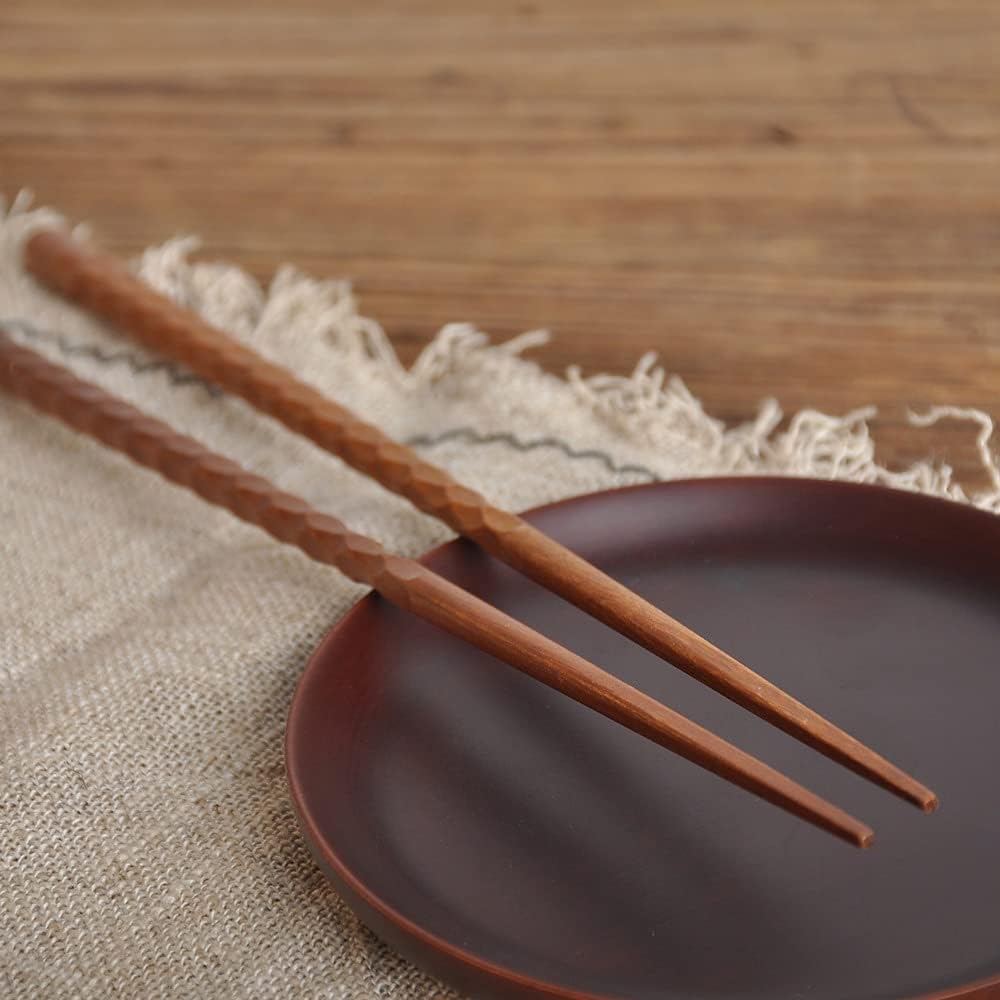 Solid Wood Carving Craft Handmade Asian Japanese Sushi Chopsticks Set Reusable
