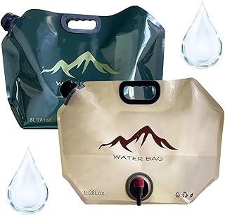 2 Stück Faltbarer Wasserkanister 8L mit Hahn, Tragbarer Wassersack für Camping, Wandern und Trinkwasser Lagerung zu Hause,BPA Frei