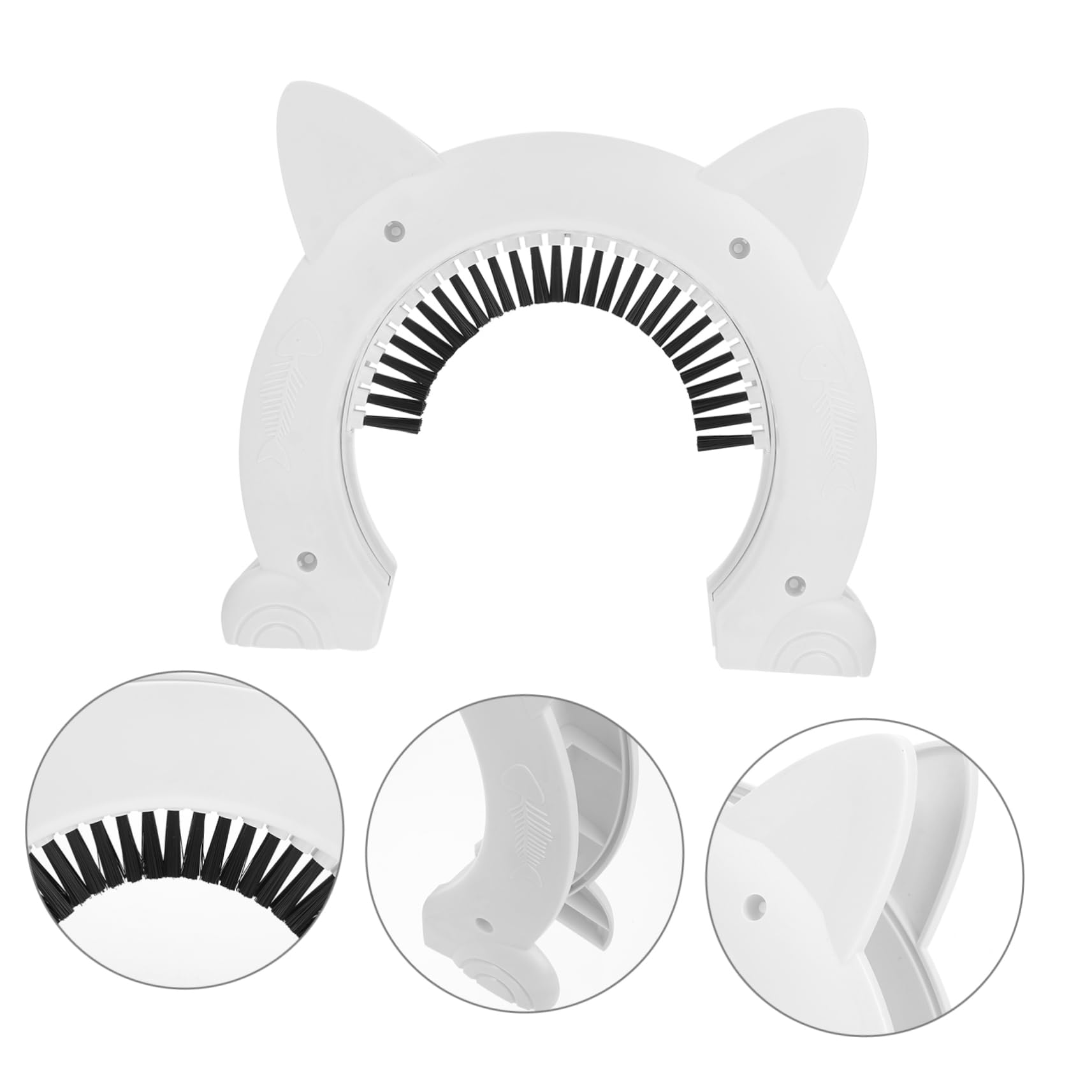 VICASKY Porte pour Chat Intérieure en Plastique ABS Brosse Intégrée, Accès Pratique pour Animaux Domestiques, Cadre Blanc, 1 Set pour Chien et Chat