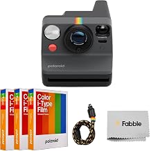 Polaroid Now Generation 3 Analog Instant Camera - Black 6584 Bundle with 3 Packs of Color i-Type Film 24 Photos Total, Wrist Strap, and Integrated Dual-Lens Autofocus System