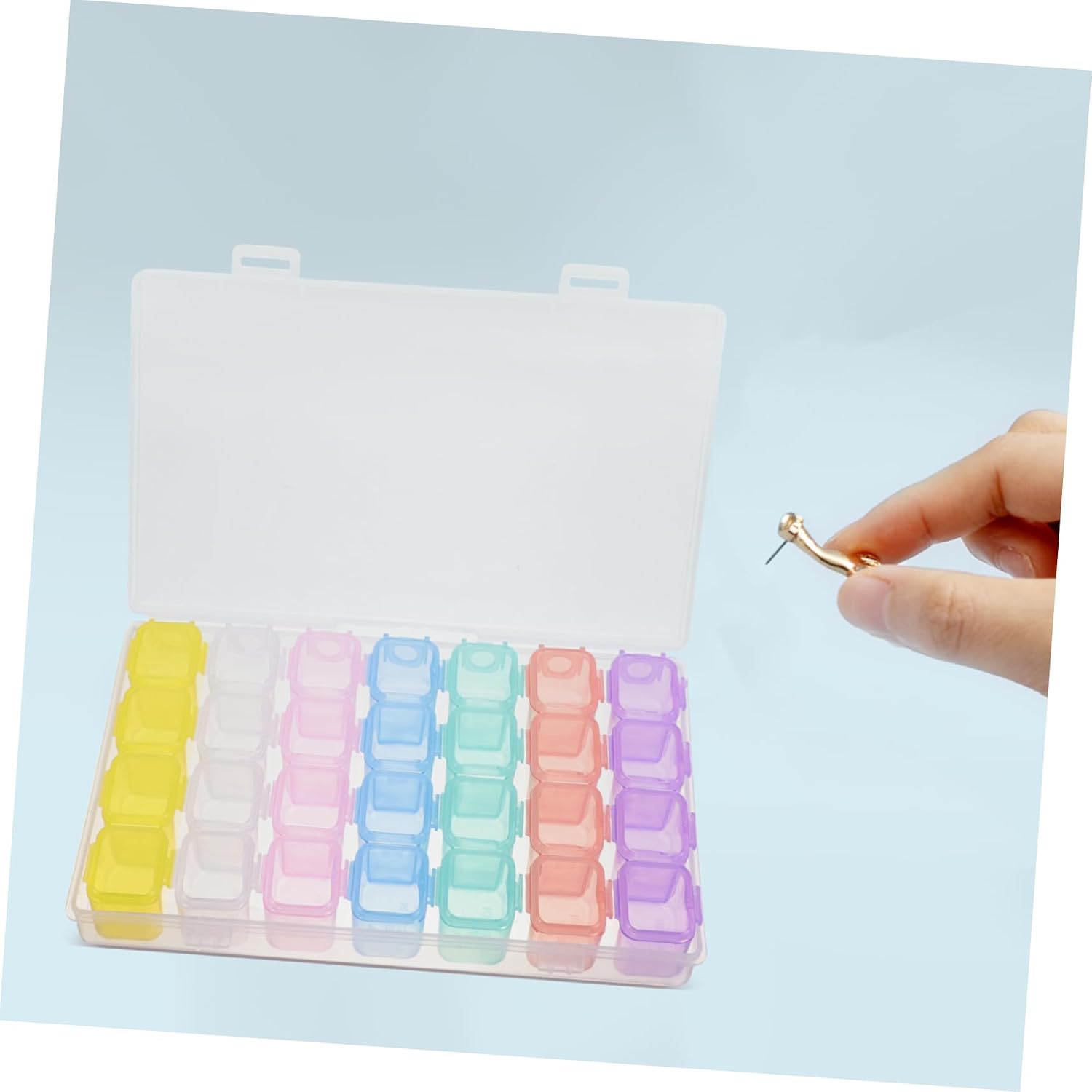Beavorty Compartment Jewelry Box 28 Grid Plastic Organizer for Women image 4
