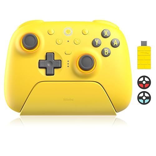 8BitDo Ultimate 2 Bluetooth Controller with TMR Joysticks for Switch, Windows PC, Gaming Controller with Switchable Hall Effect/Tactile Triggers, RGB Fire Ring, Charging Dock,Vibration and Motion control, Yellow - Ultimate 2 Bluetooth - Yellow