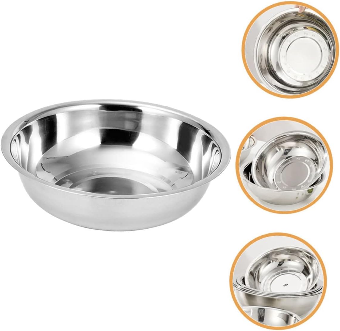 Large Thick Stainless Steel Mixing Bowl for Kitchen Multi-Purpose Wash Basin for Fruits and Vegetables Sturdy Metal Bowl for Home Cooking and Food Preparation