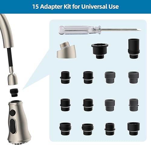 Miniatura 2 de Hygie Rinse Cabezal de repuesto extraíble con 9 adaptadores compatibles con cabezal de grifo Moen Delta, cabezal rociador de grifo de fregadero de