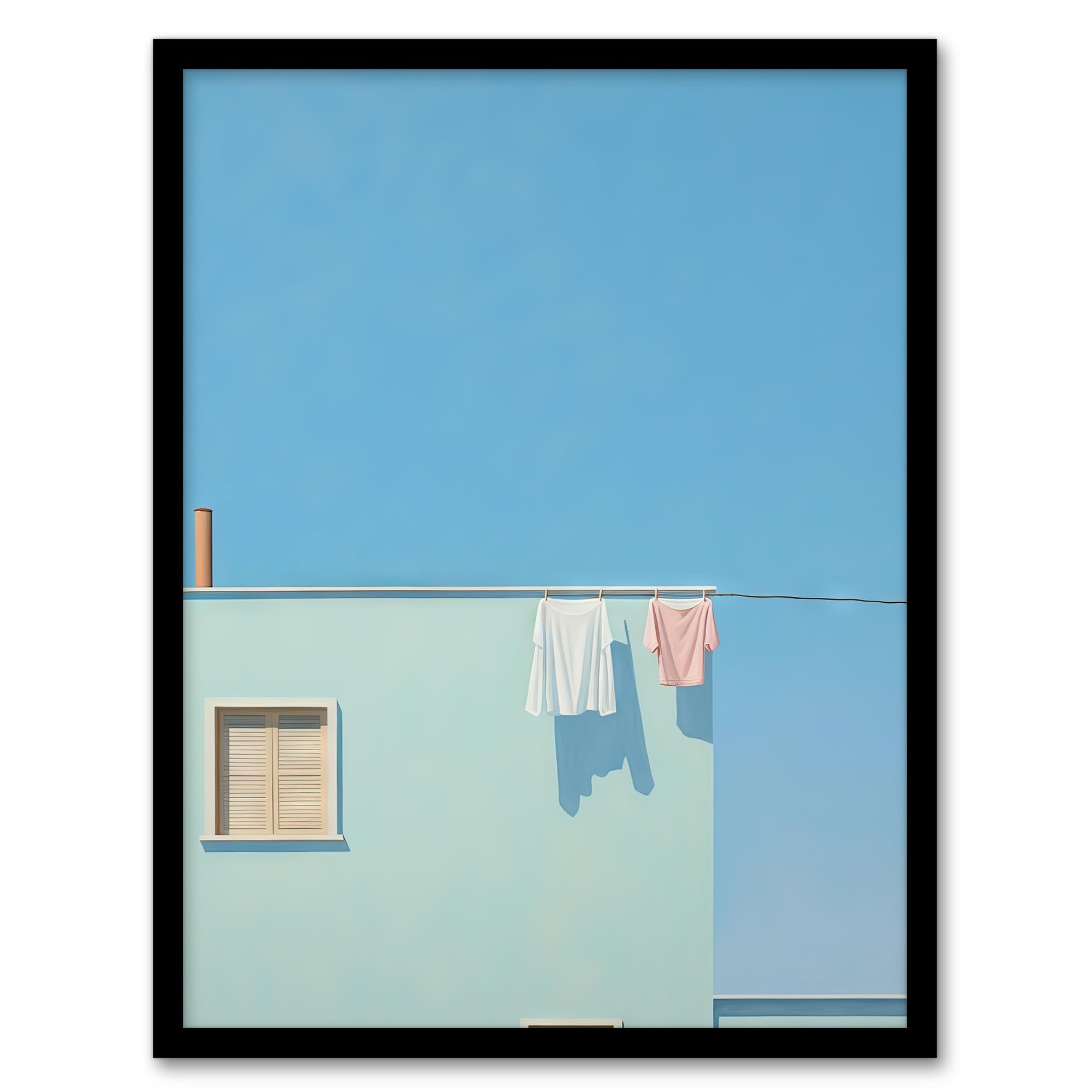 Artery8 Washing Line Shadows By Amy Denver Minimalist Soft Pastel Laundry Room Minimalism Simple Modern Artwork Artwork Framed Wall Art Print 18X24 Inch