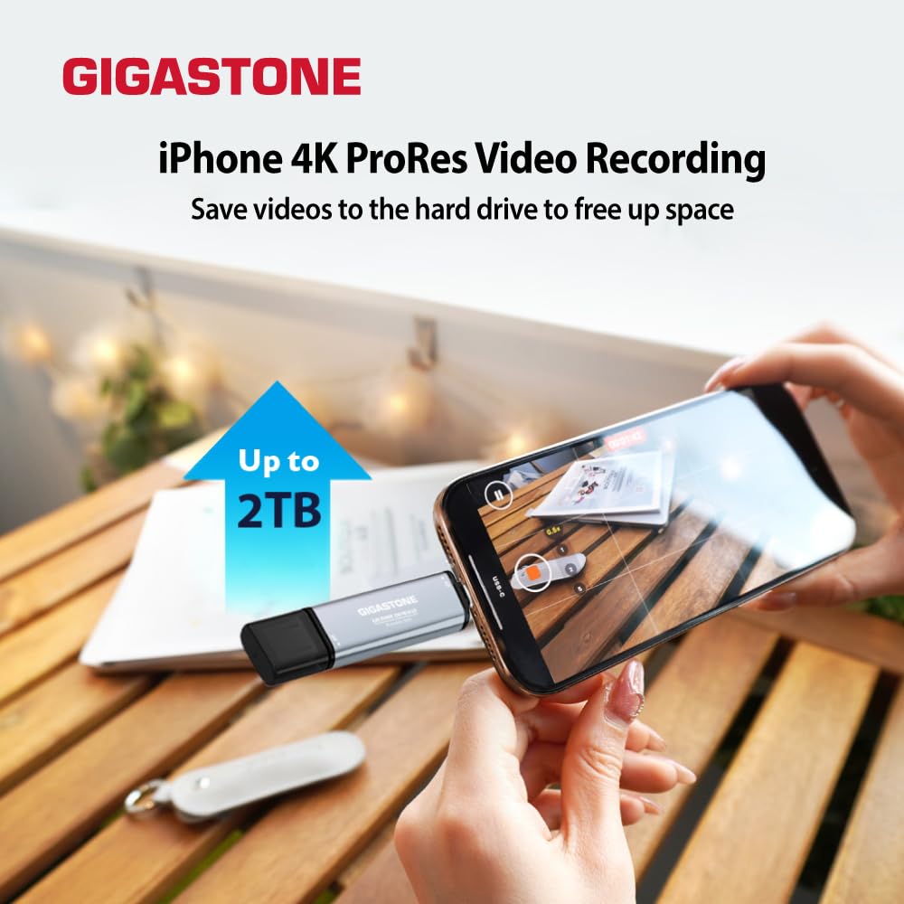 Gigastone SSD esterno da 1 TB USB-A+C fino a 1,050 MB/s per PS5 iPhone16 4K 60fps ProRes USB 3.2 Gen2 Hard disk SSD portatile per MacBook iPad PlayStation Xbox Duo Go