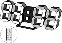 Vista 12 de EPSKY - Reloj de pared digital 3D blanco con LED, reloj despertador grande, brillo ajustable, pantalla de 12/24 horas y fecha para cocina, hogar