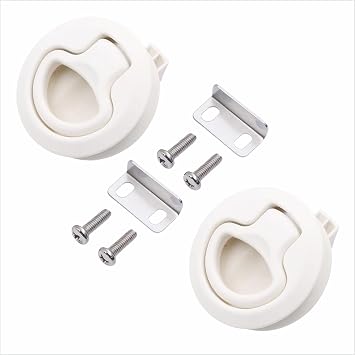 2-Inch Slam Hatch Flush Pull Latch for Boat and RV, Marine Deck Cabin Door Pull Handle, Lift Ring Locker Hardware, Plastic