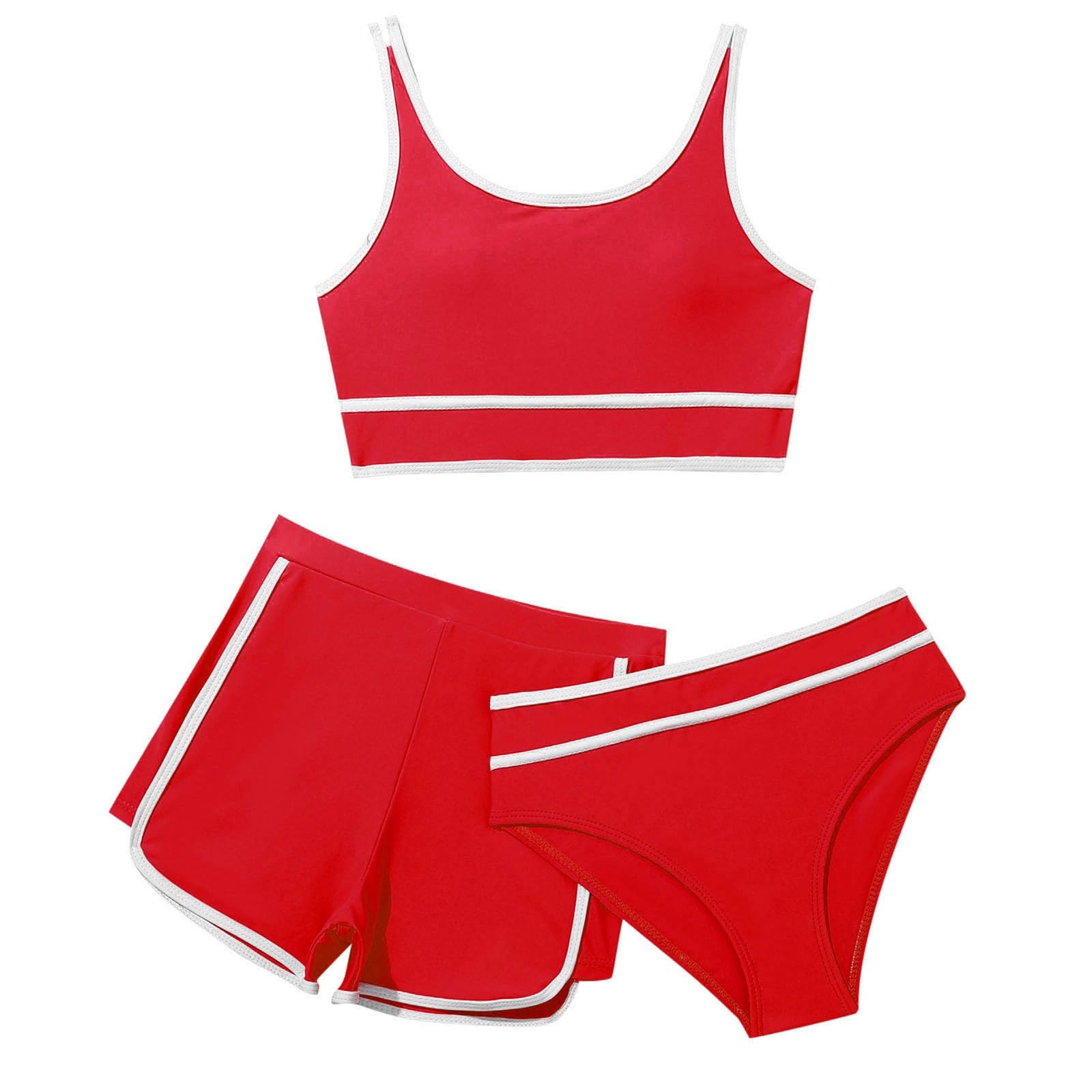 Cokbyavla Girls 6Red 'S 3 Piece Cute Tie Dye Bikini Swimsuit,3 Piece Bikini Set Skirts Teens Bikini Toddler Bikini Tikini Set Red Swimsuit Toddler Hawaiian Swim(,13-14 Years)