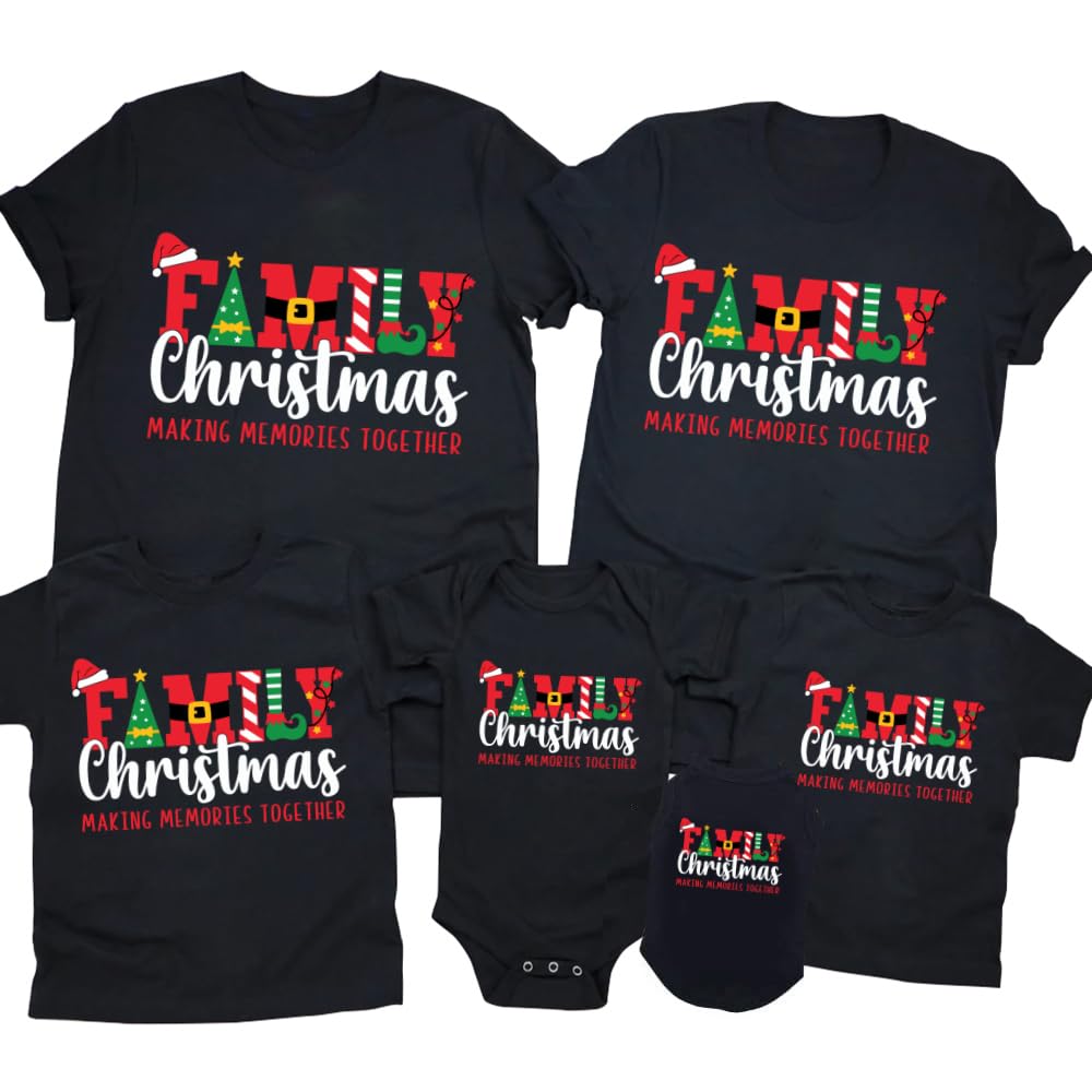 CONTEANER Merry Christmas Family Shirt,Matching Couples Xmas Graphic Tops