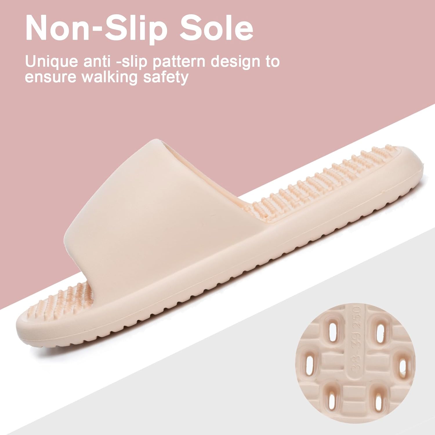 Shower Shoes with Drain Holes Massage Granules for Women Men Gym Shower Slippers Slides Quick Drying Bathroom Beach Sandals Lightweight Non-Slip - Image 5
