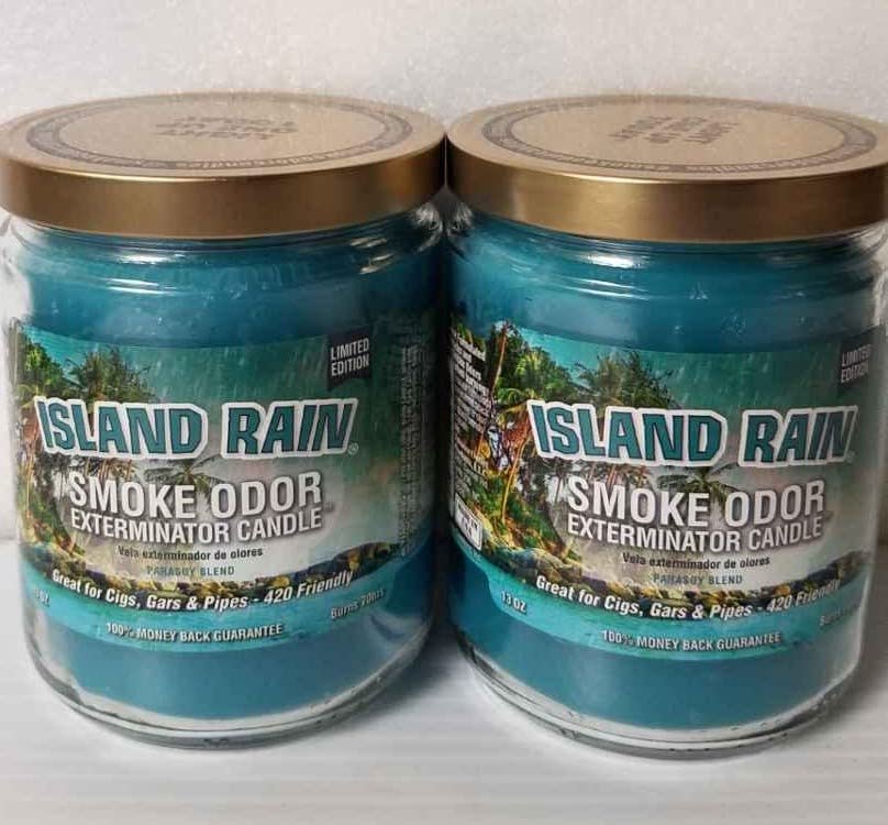 Smoke Odor Exterminator 13oz Jar Candle, Island Rain Two Pack.