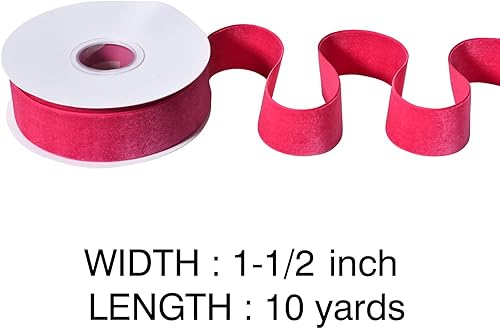 Miniatura 44 de Ribest Cinta de terciopelo verde musgo de 1 1/2 pulgadas, 10 yardas, cinta de Navidad para envolver regalos, corona, árbol de Navidad, decoración